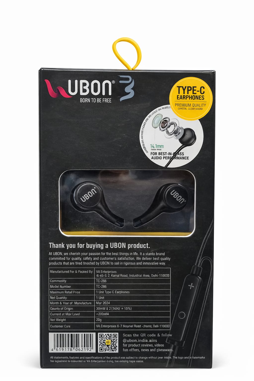 Ubon TC-286 type -c Headphone