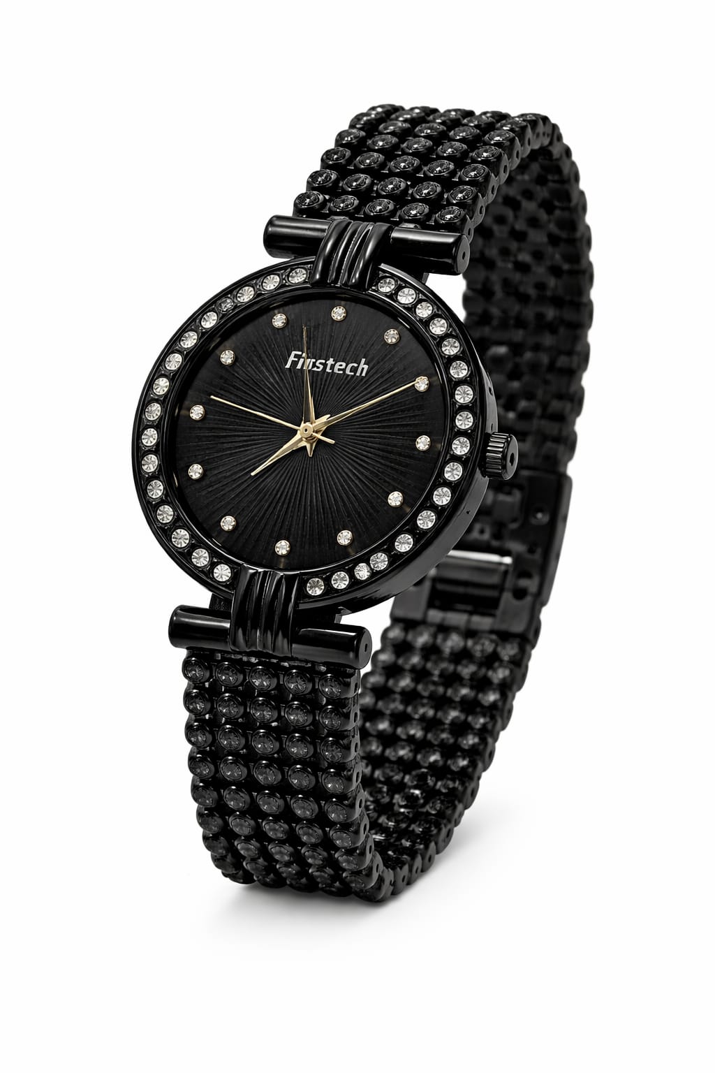 (Firstech) Elegant  Crystal Black Bracelet Watch