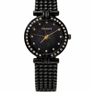 (Firstech) Elegant  Crystal Black Bracelet Watch