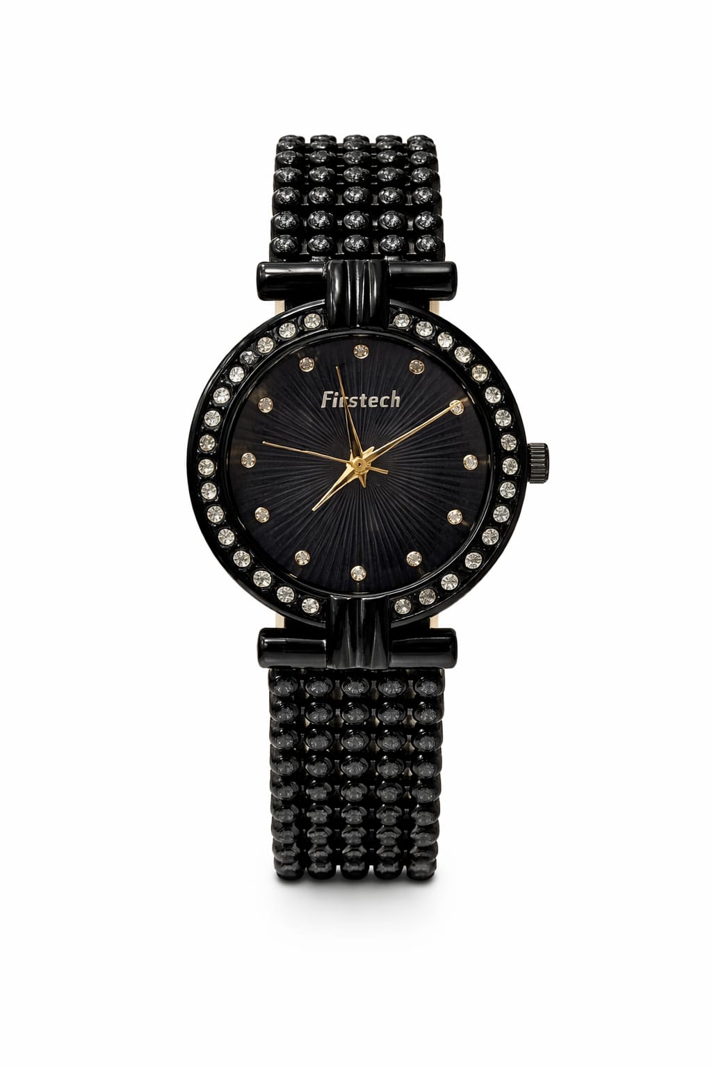(Firstech) Elegant  Crystal Black Bracelet Watch