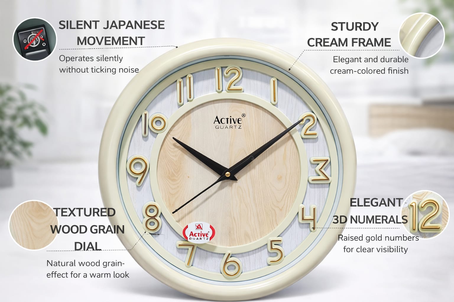 (Active) Quartz wall clock