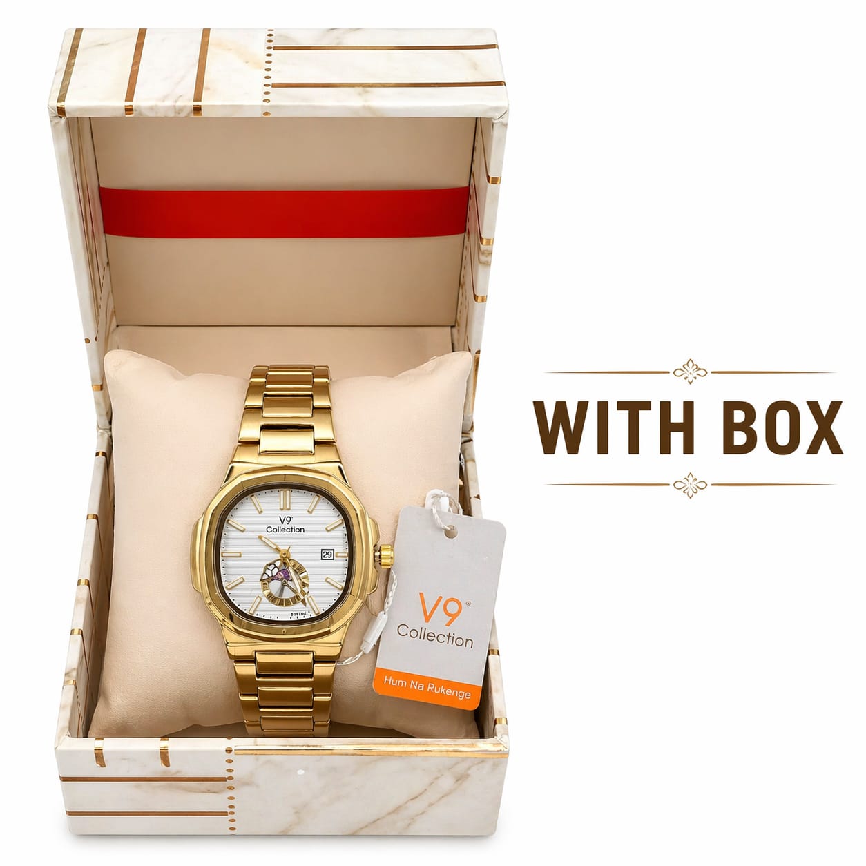 V9 Collection Premium Gold Wrist Watch (With Box)
