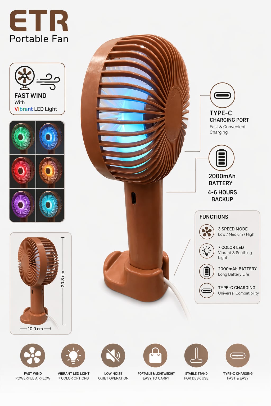 SoRoo SR-FN14 Smooth-Air Portable Hand-Held Fan