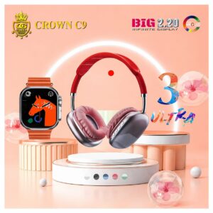 Crown C9 Smartwatch & Headphone Combo Set