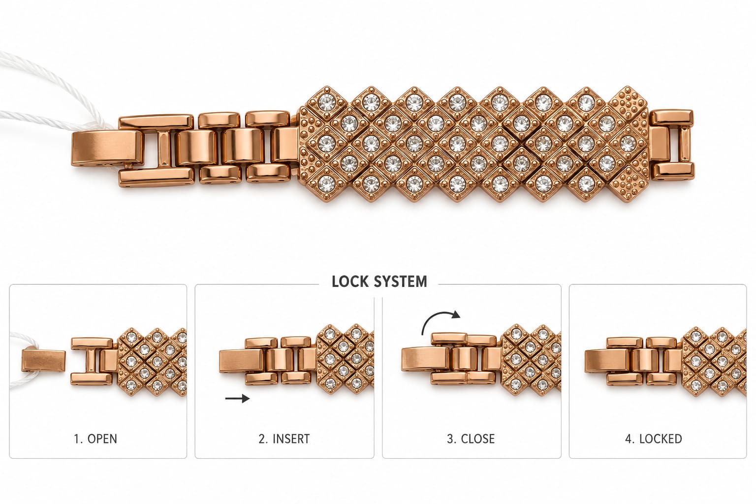 ⌚ FENTLY Luxury Crystal Rose Gold Watch (LADIES)