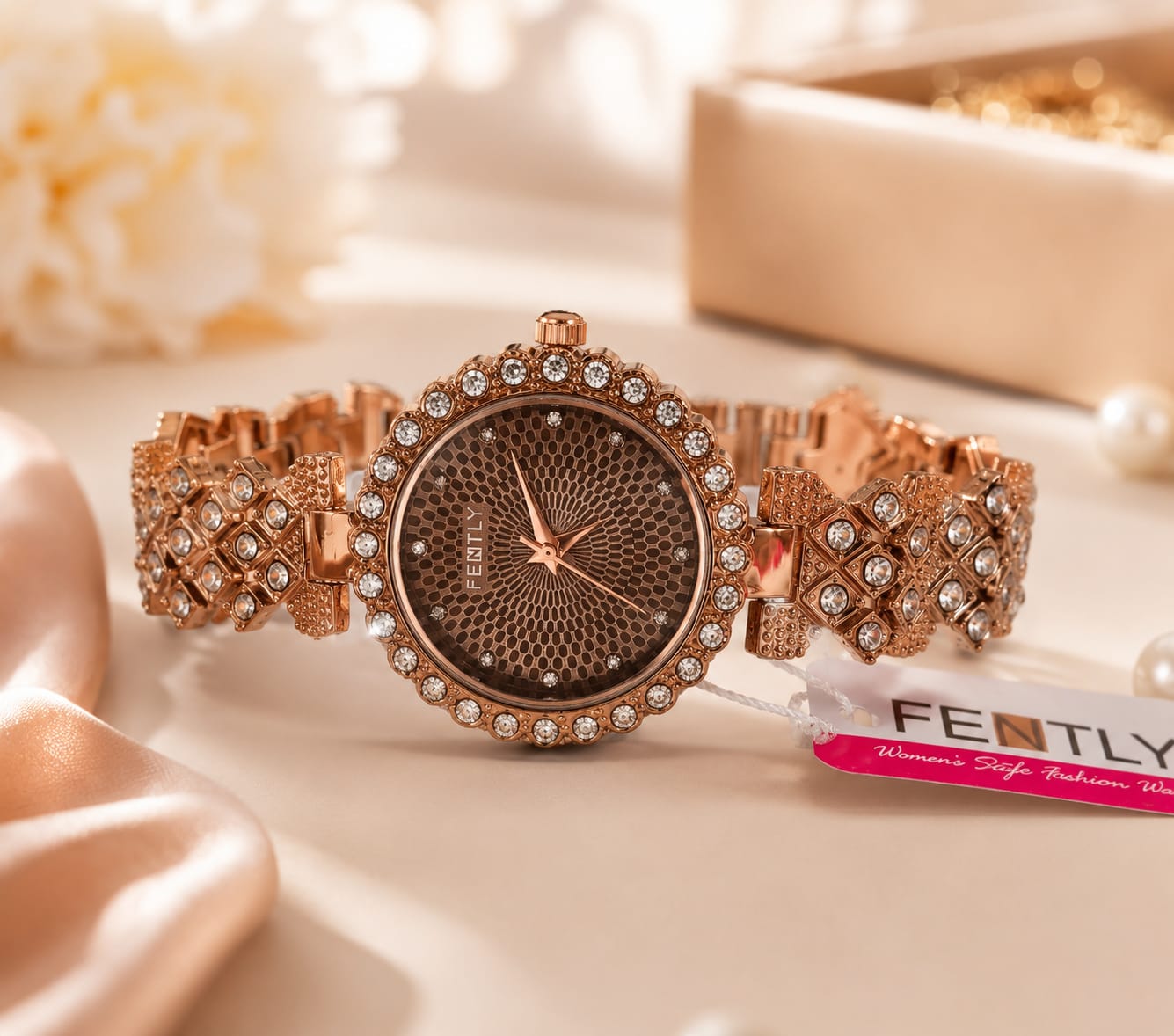 ⌚ FENTLY Luxury Crystal Rose Gold Watch (LADIES)