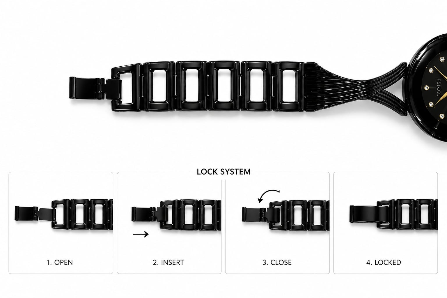 ⌚ FENTLY Elegant Black Diamond Watch (LADIES)