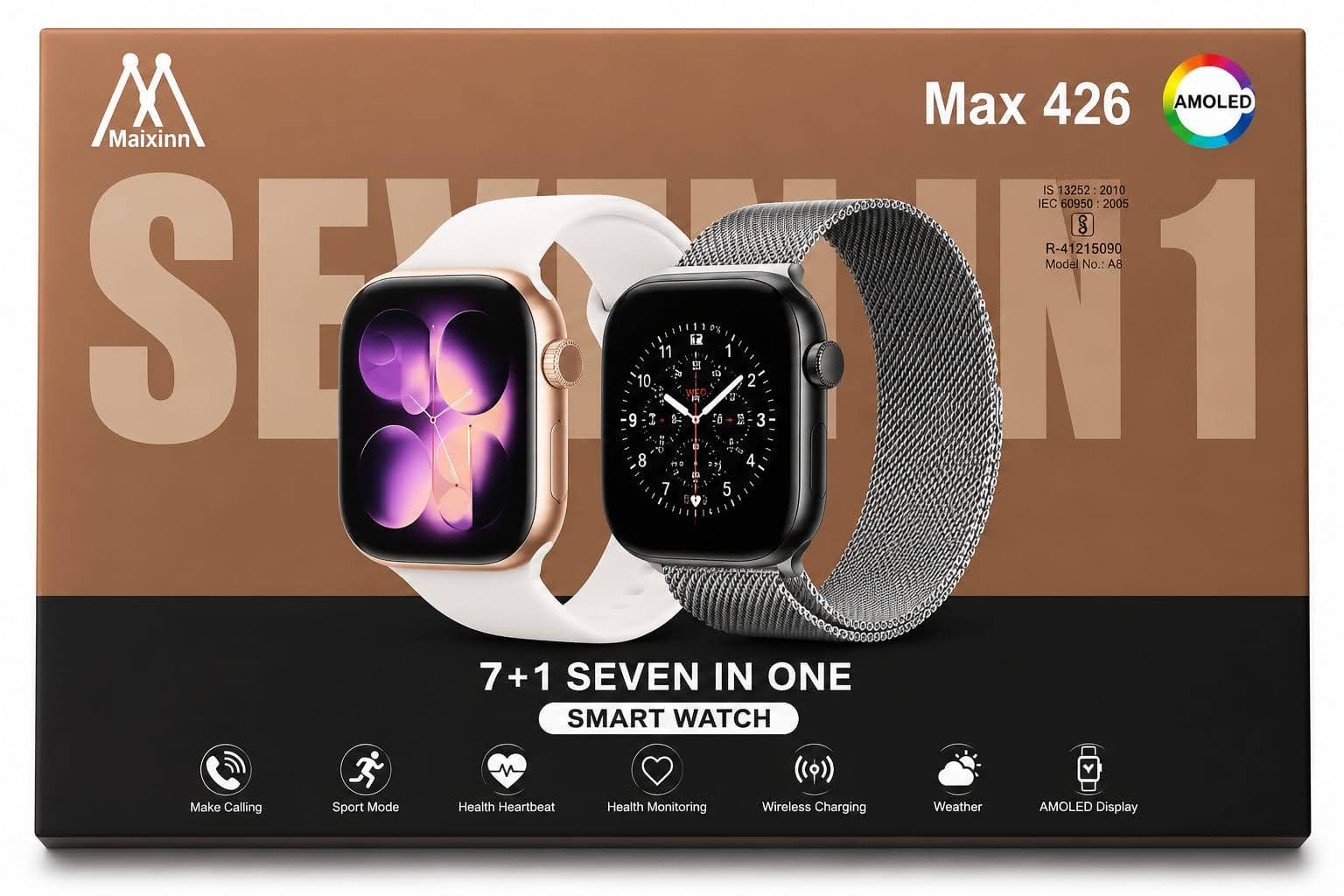 Max 426 AMOLED Smart Watch – 7+1 Seven In One  headphone (FREE)