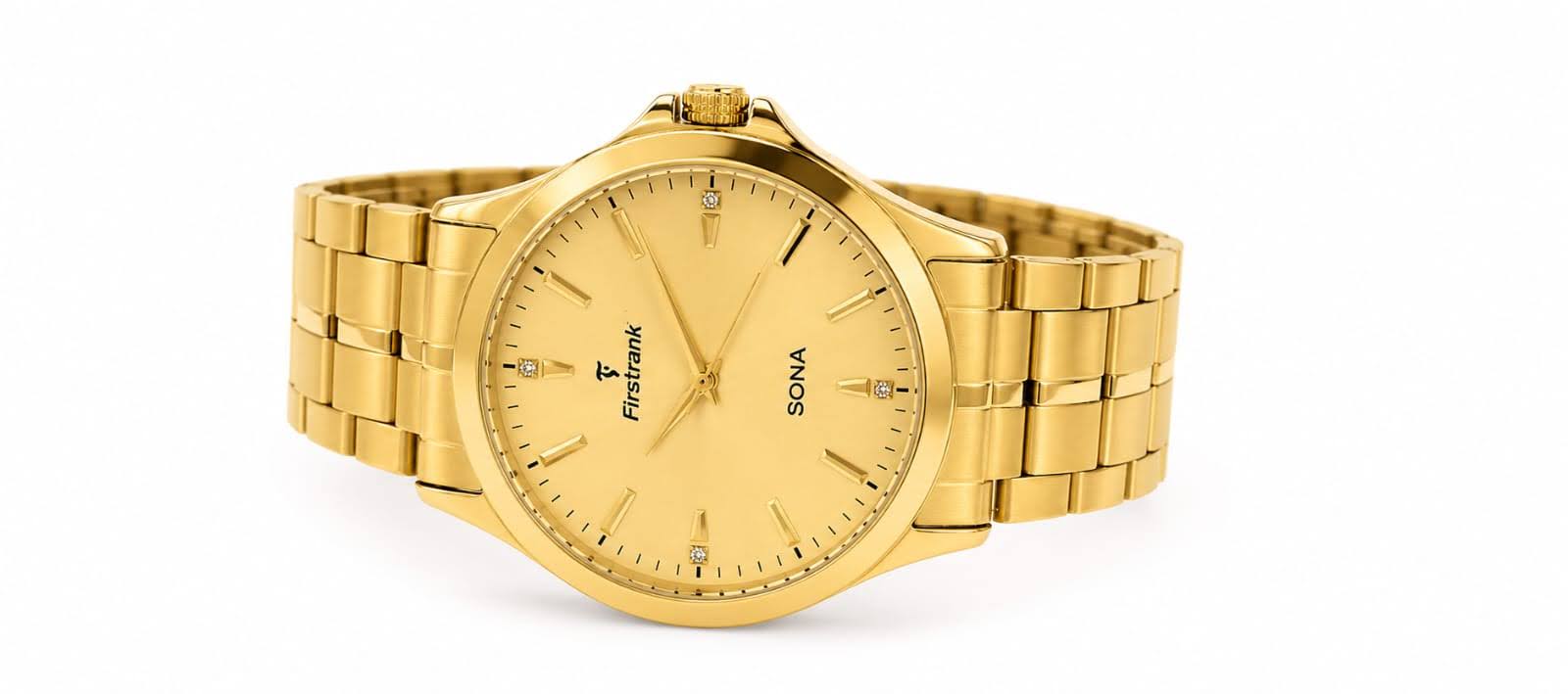 Firstank Sona Gold Analog Watch – Elegant & Timeless Design
