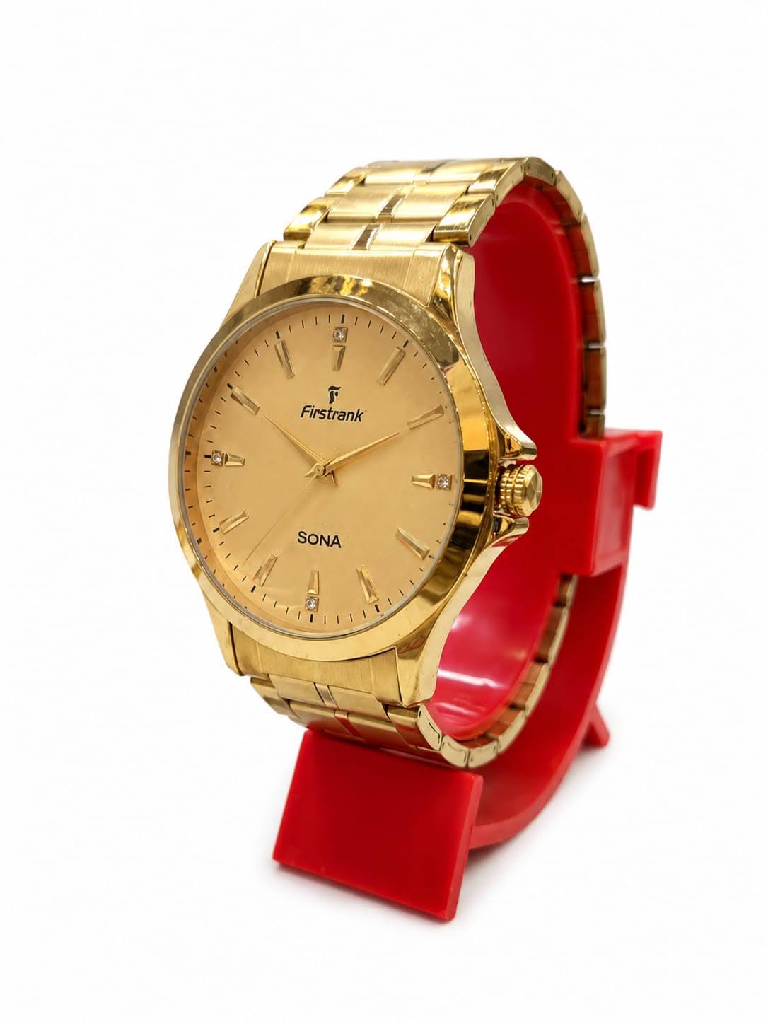 Firstank Sona Gold Analog Watch – Elegant & Timeless Design