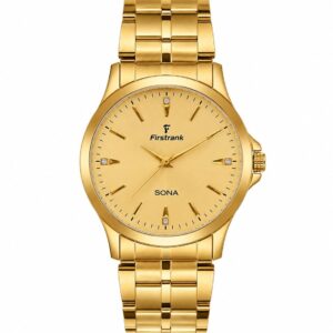 Firstank Sona Gold Analog Watch – Elegant & Timeless Design