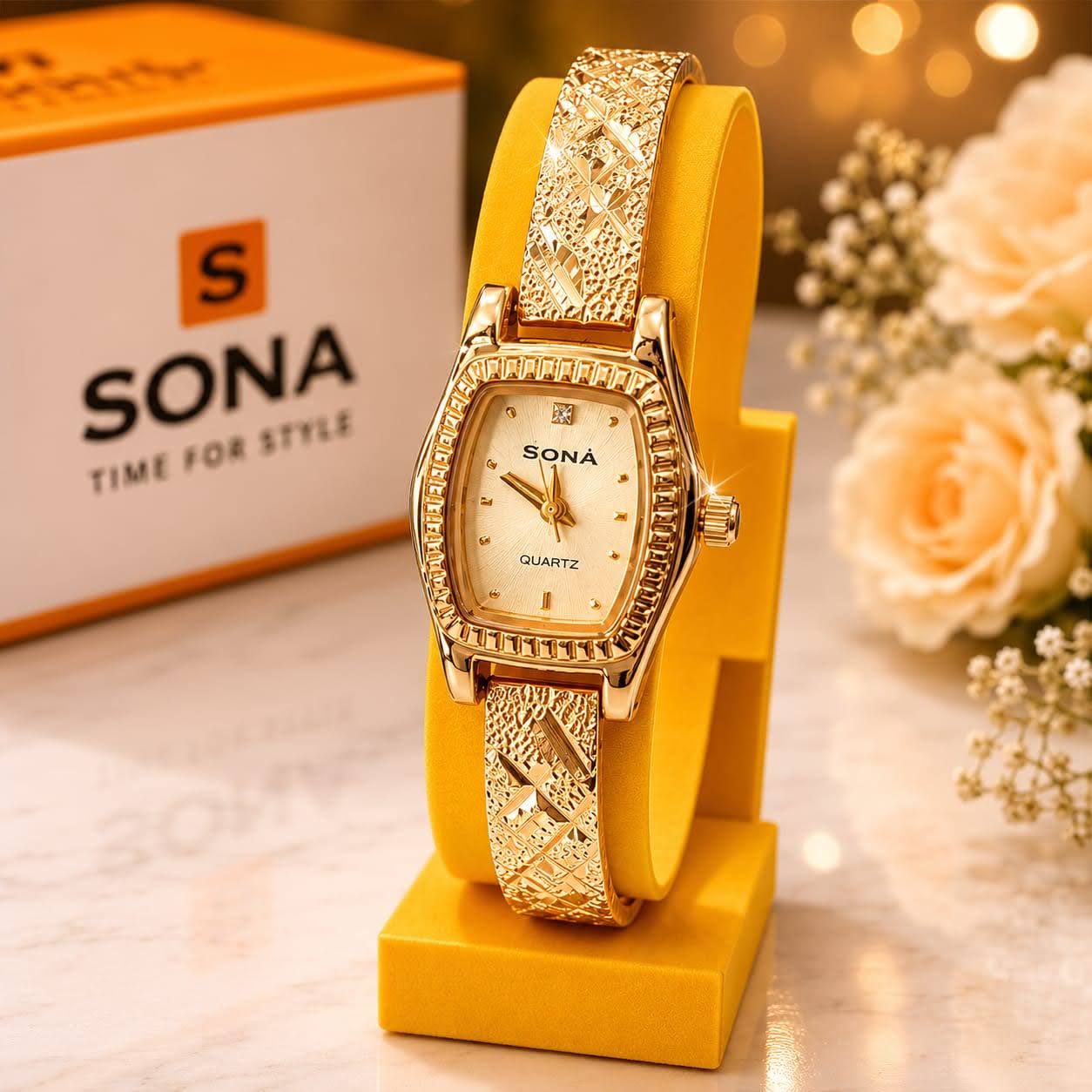 SONA Gold Women's Watch – Elegant & Timeless Beauty